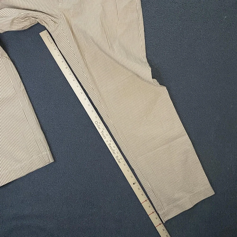 Polo Ralph Lauren Pants Mens 38x32 Beige Striped Seer Sucker Chino Dress Vintage
